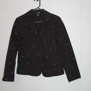 Rafaella Black Blazer w/multi-color dots Sz 8
